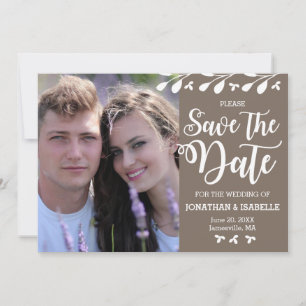 Modern Boho Floral Photo Save the Date Card