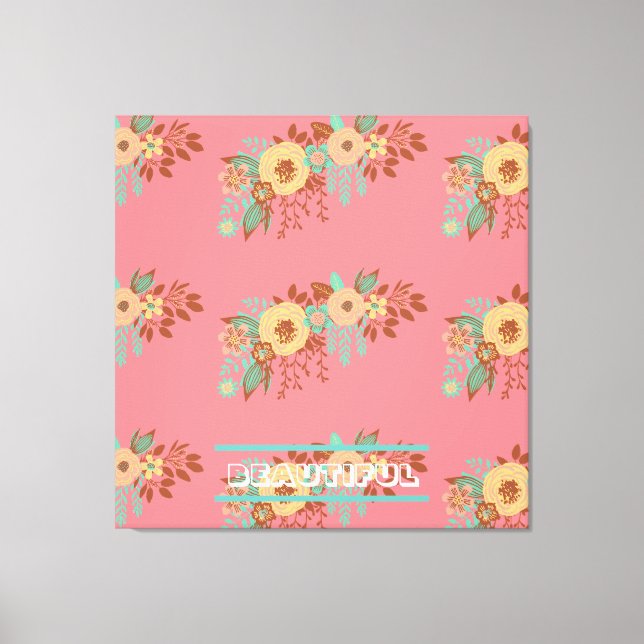 Modern Boho Floral Pink Canvas Print (Front)