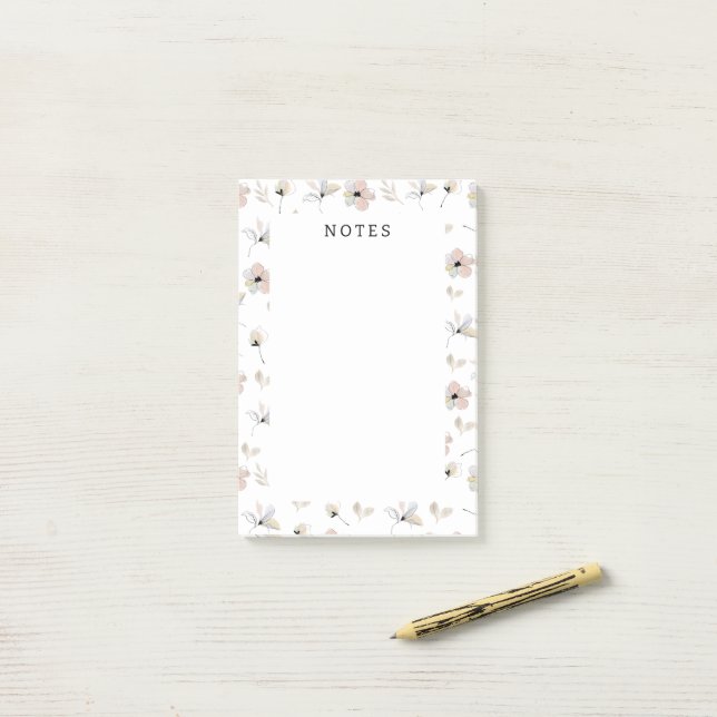 Modern Boho Floral Post-It Notes (On Desk)