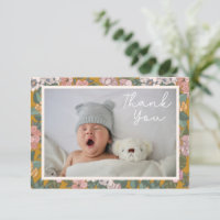 Modern Boho Floral Two Photo Baby Shower Message