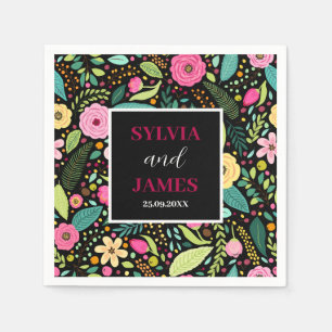 Modern Boho Floral Wedding Napkin