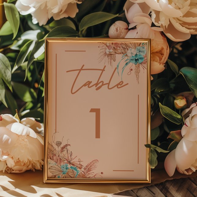Modern Boho Floral Wedding Table Number (Creator Uploaded)