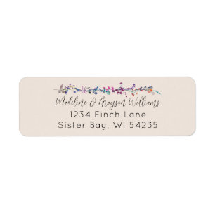 Modern Boho Floral Wildflower Return Address Label