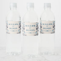 Modern Boho Folk Wedding Favours Water Bottle Labe