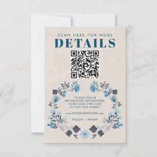 Modern Boho Folk Wedding RSVP Details QR Code Card