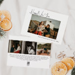 Modern Boho Four Photo Happy New Year Holiday Card<br><div class="desc">Celebrate the holiday season with this modern boho four photo happy new year holiday card. The unique and editable script gives the design a chic yet elegant touch. Its simple black and white design embodies a classic and whimsical feel, perfect for the winter season. The minimal bohemian festive designer font...</div>