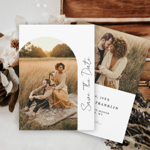 Modern Boho Frame Wedding Neutral Photo Save The D Date