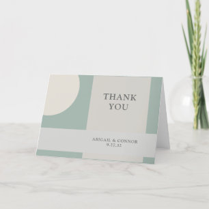 Modern Boho Geometric Abstract Green Grey Taupe Thank You Card