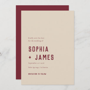 Modern Boho Geometric Arch Dark Red Wedding Save The Date