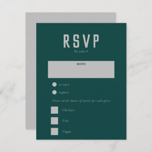 Modern Boho Geometric Arch Green Grey Wedding RSVP Card