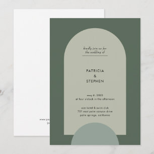 Modern Boho Geometric Arch Sage Green Wedding  Invitation