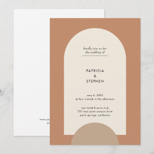 Modern Boho Geometric Arch Terracotta Wedding Invitation
