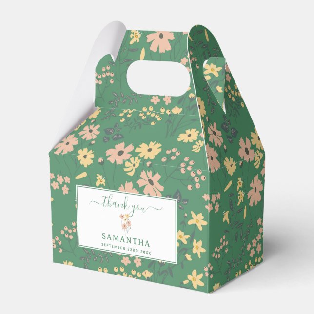 Modern Boho Green Floral Pattern Favor Box (Front Side)