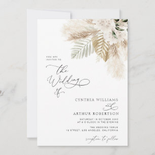 modern boho greenery pampas grass invitation