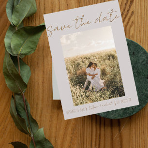 Modern Boho Grey One Photo Save The Date