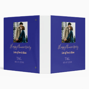 Modern boho happy anniversary add name blue orange binder