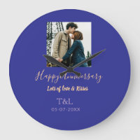 Modern boho happy anniversary add name blue orange