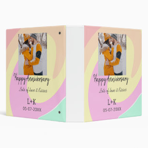 Modern boho happy anniversary add name date orange binder
