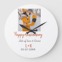 Modern boho happy anniversary add name date orange