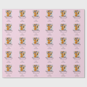 Modern boho happy anniversary add name date orange wrapping paper