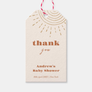 Modern Boho Here Comes The Son Baby Shower Gift Tags