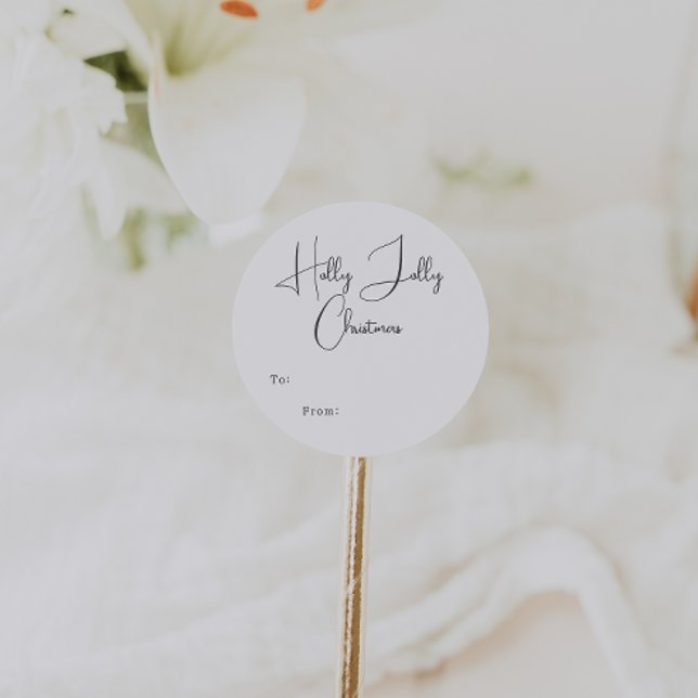 Modern Boho Holly Jolly Christmas To From Classic Round Sticker (Creator Uploaded)