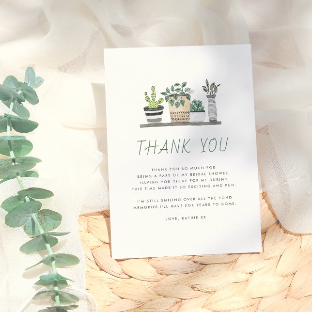 Modern Boho Houseplants Bridal Shower Thank You Card (Creator Uploaded)