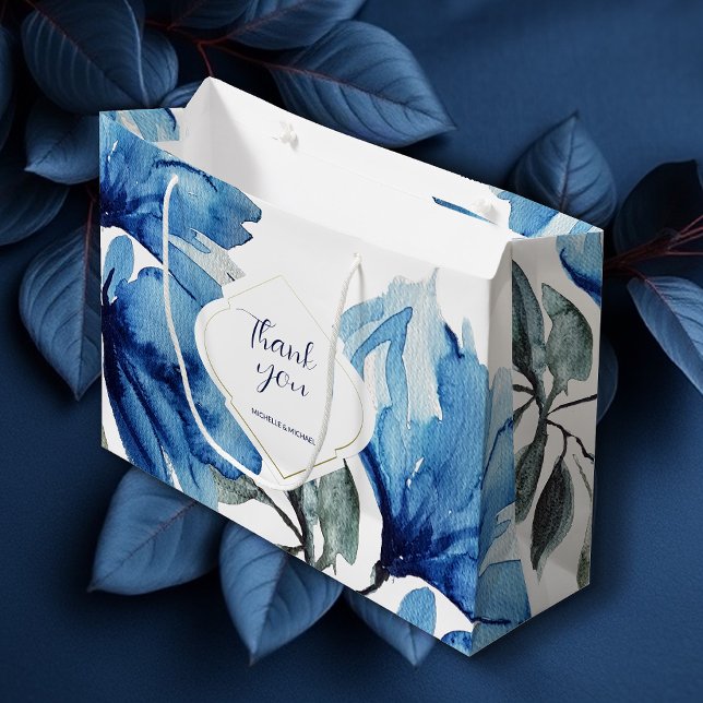 Modern Boho Indigo Blue Personalized Large Gift Bag (Creator Uploaded)