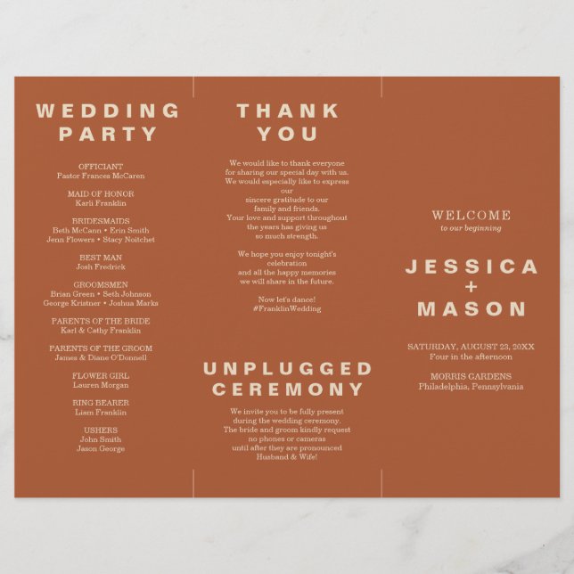Modern Boho Jewel Earth Tone Trifold Program Flyer (Front)