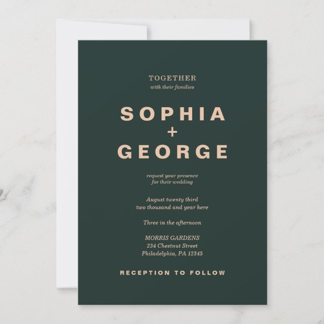 Modern Boho Jewel Earth Tone Wedding Invitations (Front)