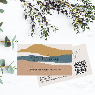 Modern  Boho Landscape With QR Code Business Card