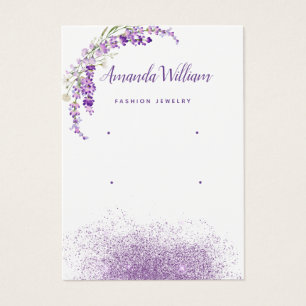 Modern Boho lavender floral earring display card