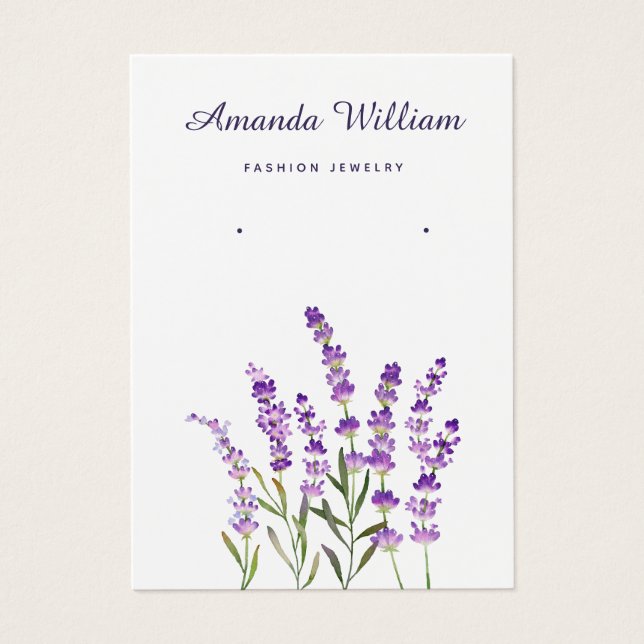 Modern Boho lavender floral earring display card  (Front)