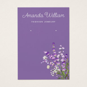 Modern Boho lavender floral earring display card