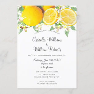 Modern Boho Lemon Summer Wedding Invitation