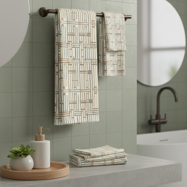Modern Boho Linear Geometric ID1276 Bath Towel Set (Creator Uploaded)