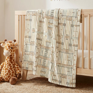 Modern Boho Linear Geometric ID1276 Fleece Blanket