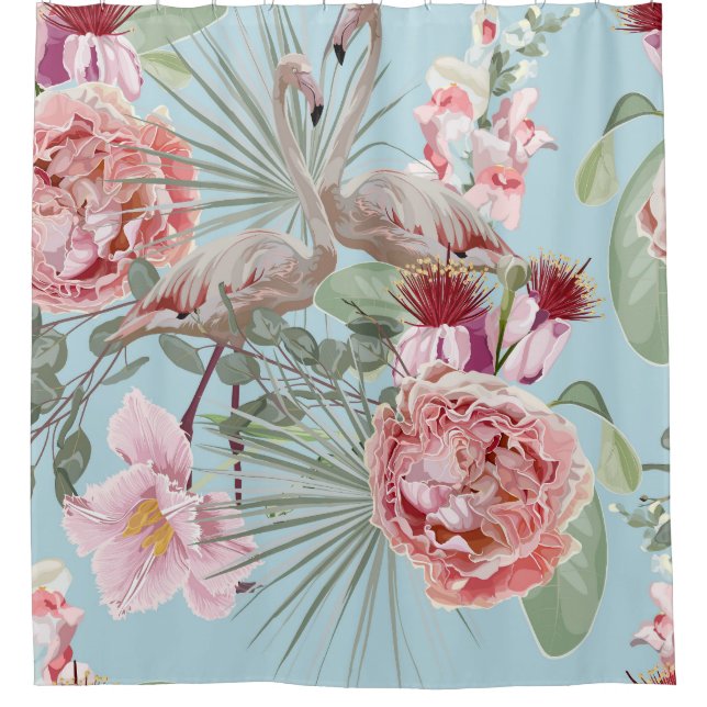 Modern boho luxurious garden Flamingo flowers blue (Front)
