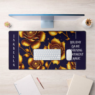 Modern Boho Luxury Gold Rose Collection Desk Mat