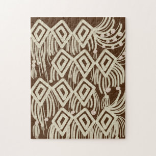 Modern Boho Macrame Doodles Brown Jigsaw Puzzle