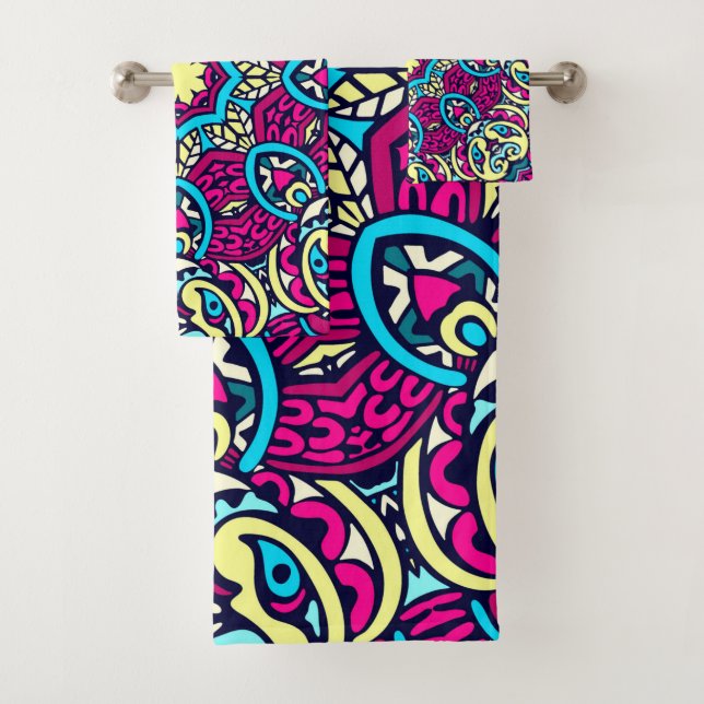Modern Boho Mandala Bath Towel Set (Insitu)