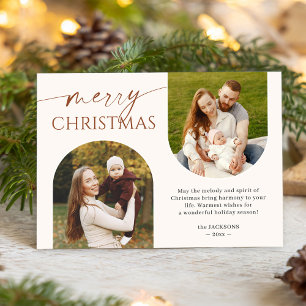 Modern Boho Merry Christmas 2 Photo Holiday Card