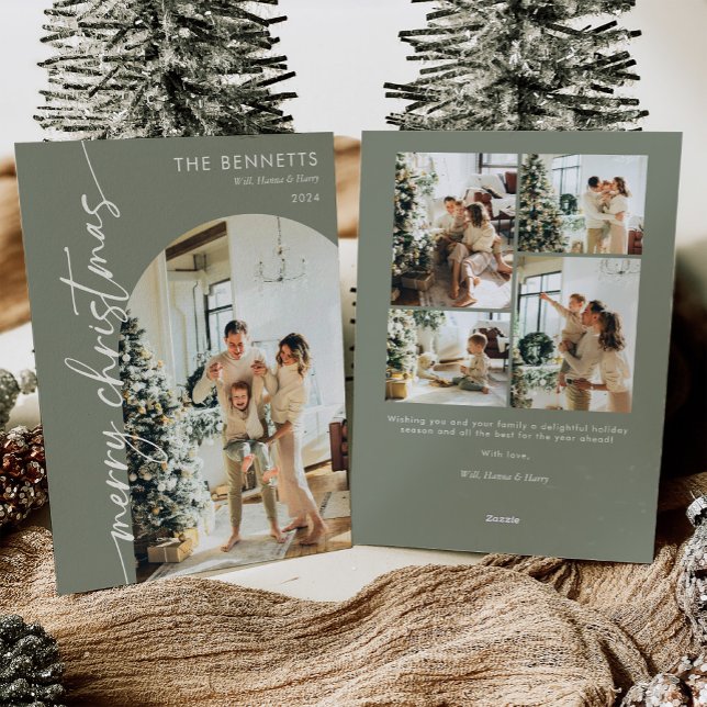 Modern Boho Merry Christmas Arch Photo Holiday Card (Creator Uploaded)