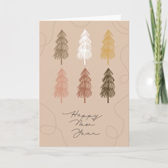 Modern Boho Merry Christmas / New Year Card (Front)