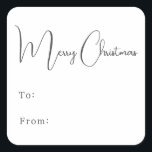 Modern Boho Merry Christmas To From Square Sticker<br><div class="desc">Celebrate the joy of the season with this modern boho Merry Christmas to from square sticker. The unique and chic editable script creates a touch of charm and individuality. Its simple, elegant black-and-white design, featuring a classic bohemian arch frame, evokes a whimsical winter ambiance. The minimal and delicate festive font...</div>