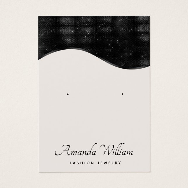 Modern Boho Minimalist Black earring display card (Front)
