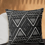 Modern Boho Mud Cloth Pattern Black Throw Pillow<br><div class="desc">Modern home decor pattern with ethnic motifs. Trendy bohemian interior print. Zig zag arrow design.</div>