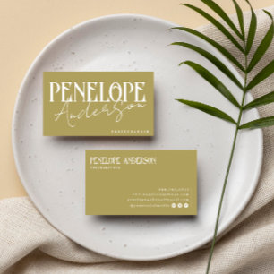Modern Boho Neutral Sage Green Elegant Trendy Business Card