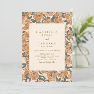 Modern Boho Neutrals Floral Garden Wedding  Invitation