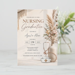 Modern Boho Nursing Graduation Invite   Geometric 